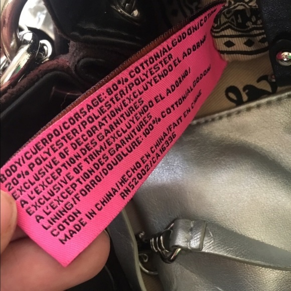 JUICY COUTURE LN CHOCOLATE VELOUR/LEATHER SATCHEL - Picture 6 of 9